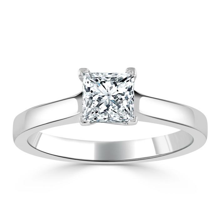 1.0 CT Princess Cut Solitaire Moissanite Engagement Ring - crownmoissanite