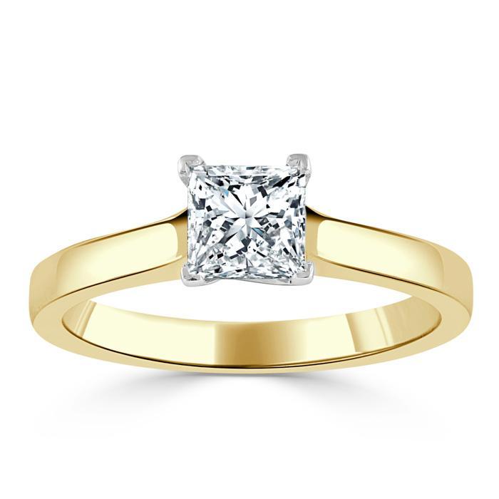 1.0 CT Princess Cut Solitaire Moissanite Engagement Ring - crownmoissanite