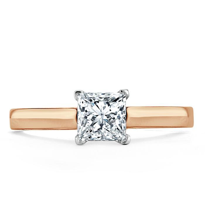 1.0 CT Princess Cut Solitaire Moissanite Engagement Ring - crownmoissanite