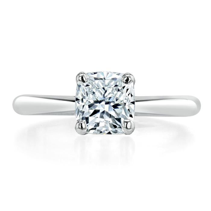 1.0 CT Cushion Shaped Moissanite Solitaire Engagement Ring - crownmoissanite