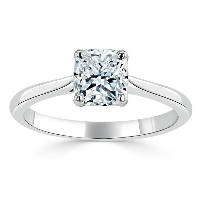 1.0 CT Cushion Cut Solitaire Moissanite Engagement Ring - crownmoissanite