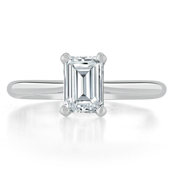 1.0 CT Emerald Cut Moissanite Solitaire Engagement Ring - crownmoissanite