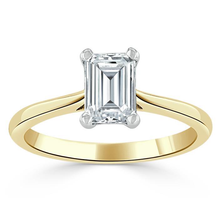 1.0 CT Emerald Cut Moissanite Solitaire Engagement Ring - crownmoissanite