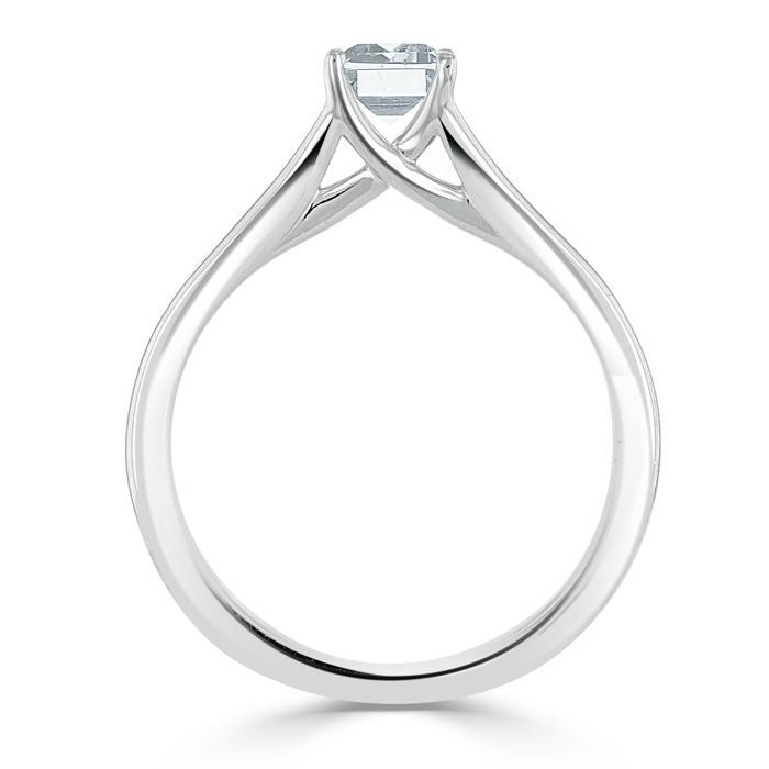 0.75 CT Emerald Cut Solitaire Split Shank Moissanite Engagement Ring - crownmoissanite