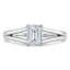 0.75 CT Emerald Cut Solitaire Split Shank Moissanite Engagement Ring - crownmoissanite