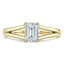 0.75 CT Emerald Cut Solitaire Split Shank Moissanite Engagement Ring - crownmoissanite