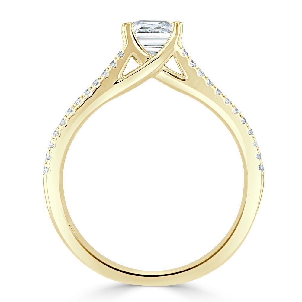 1.0 CT Princess Cut Solitaire Split Shank Setting Moissanite Engagement Ring - crownmoissanite