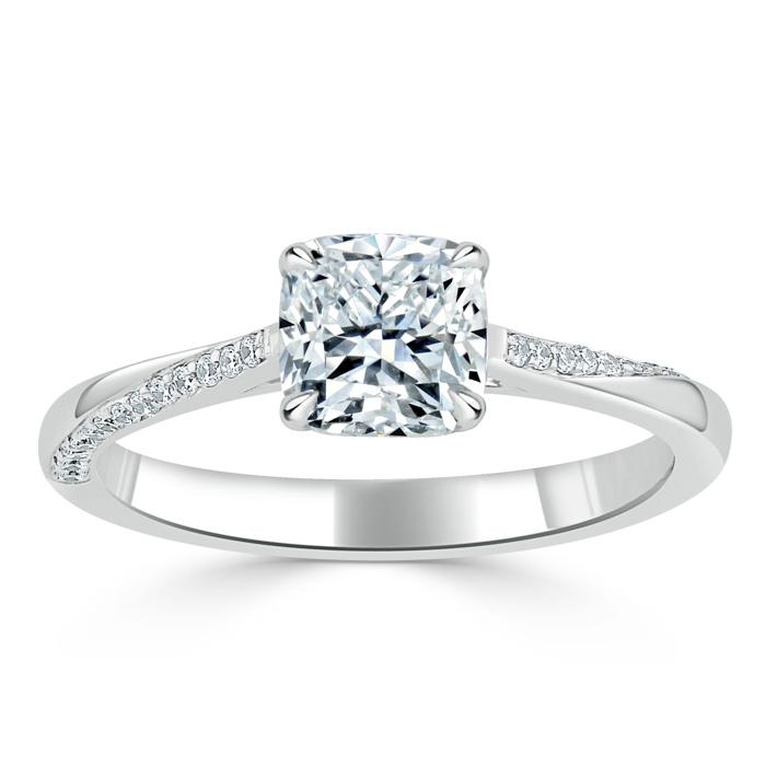 1.25 CT Cushion Shaped Moissanite Solitaire Engagement Ring - crownmoissanite
