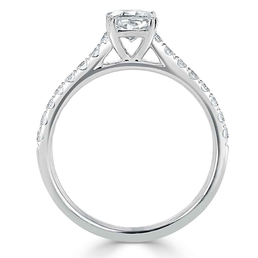 0.75 CT Cushion Cut Solitaire Moissanite Engagement Ring With Pave Setting - crownmoissanite