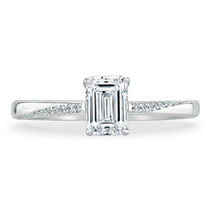 0.75 CT Emerald Cut Solitaire Moissanite Engagement Ring - crownmoissanite
