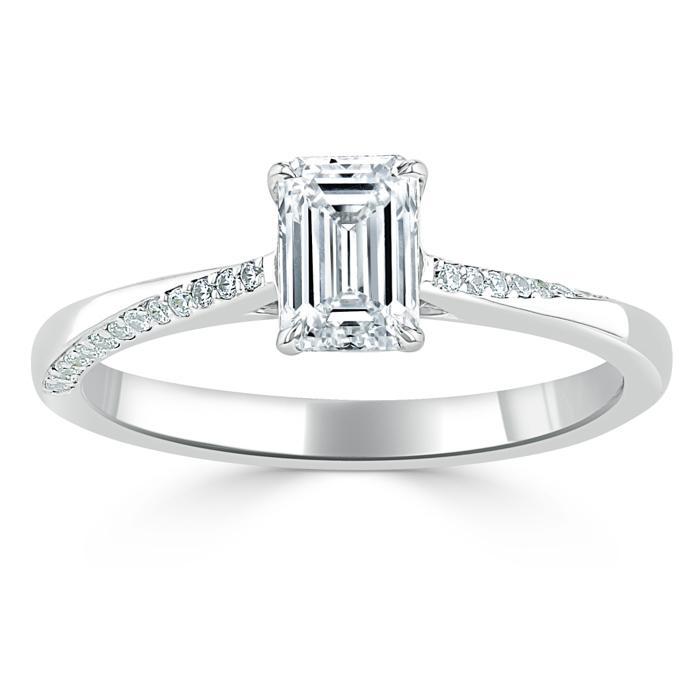 0.75 CT Emerald Cut Solitaire Moissanite Engagement Ring - crownmoissanite
