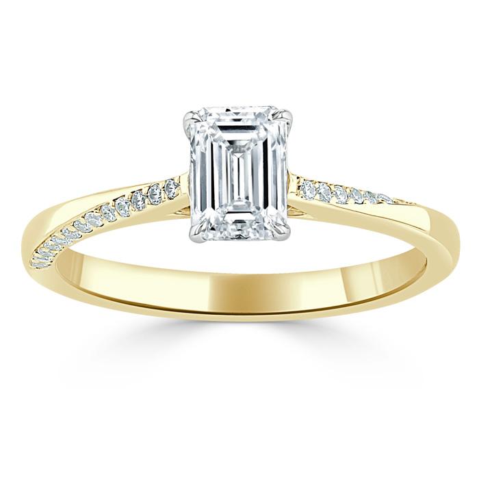 0.75 CT Emerald Cut Solitaire Moissanite Engagement Ring - crownmoissanite