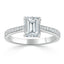 1.0 CT Emerald Cut Solitaire Channel Pave Moissanite Engagement Ring - crownmoissanite