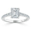 1.50 CT Emerald Cut Solitaire Pave Setting Moissanite Engagement Ring - crownmoissanite