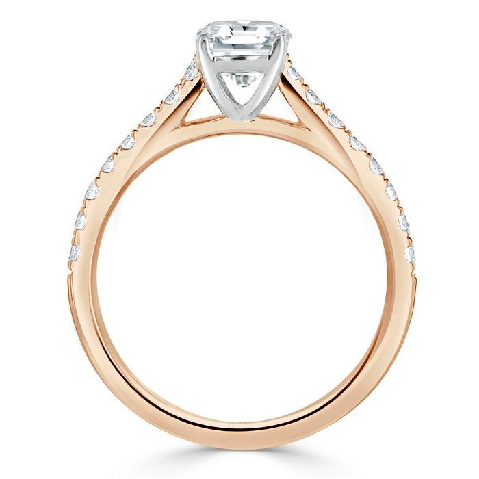 1.50 CT Emerald Cut Solitaire Pave Setting Moissanite Engagement Ring - crownmoissanite