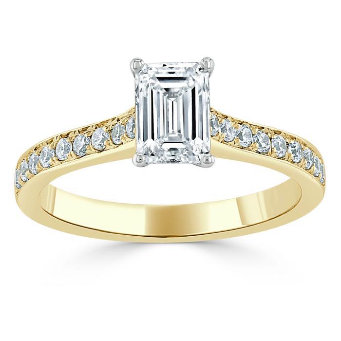 0.75 CT Emerald Cut Solitaire Moissanite Engagement Ring - crownmoissanite