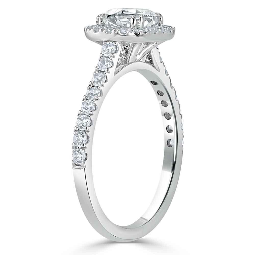 1.0 CT Cushion Shaped Moissanite Halo Engagement Ring - crownmoissanite
