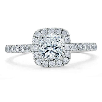 1.0 CT Cushion Shaped Moissanite Halo Engagement Ring - crownmoissanite
