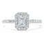 1.0 CT Emerald Cut Halo Moissanite Engagement Ring With Pave Setting - crownmoissanite