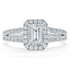 1.0 CT Emerald Cut Halo Split Shank Setting Moissanite Engagement Ring - crownmoissanite
