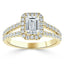1.0 CT Emerald Shaped Moissanite Halo Split Shank Engagement Ring - crownmoissanite