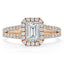 1.0 CT Emerald Cut Halo Split Shank Setting Moissanite Engagement Ring - crownmoissanite