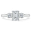 0.75 CT Emerald Shaped Moissanite Three Stones Engagement Ring - crownmoissanite