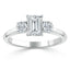 0.75 CT Emerald Shaped Moissanite Three Stones Engagement Ring - crownmoissanite
