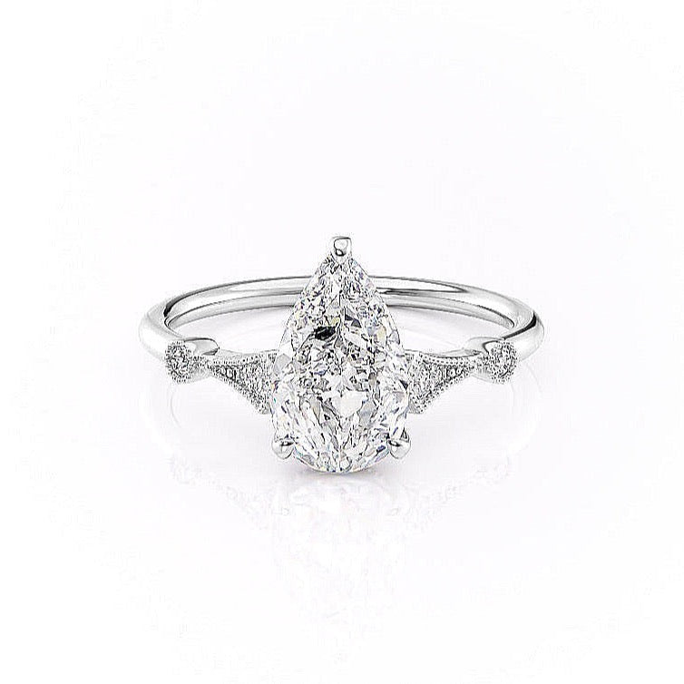2.0 CT Pear Cut Solitaire Moissanite Engagement Ring. - crownmoissanite
