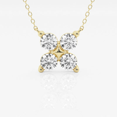 1.50 TCW Round Moissanite Diamond Clover Shape Necklace - crownmoissanite