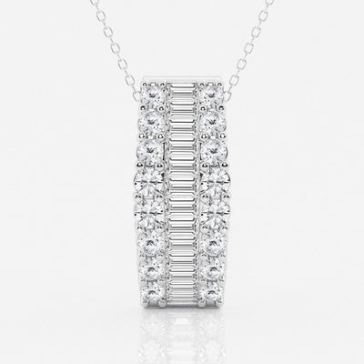 3.0 TCW Round & Baguette Moissanite Diamond Pendant Necklace - crownmoissanite
