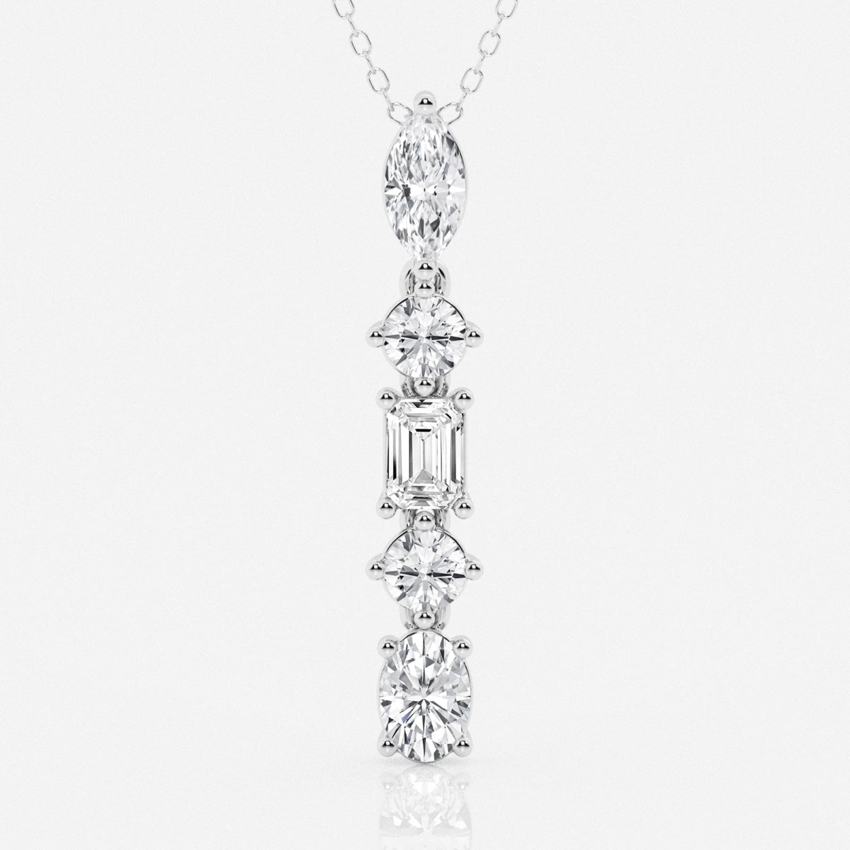 2.0 TCW Round, Marquise, Emerald & Oval Moissanite Diamond Multi Stone Necklace - crownmoissanite