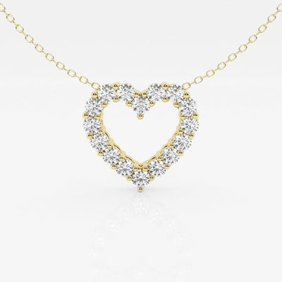 1.0 TCW Round Moissanite Diamond Heart Pendant Necklace - crownmoissanite