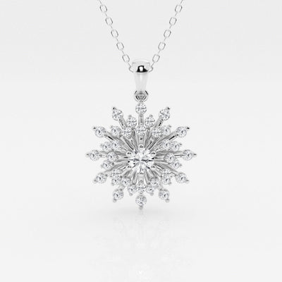 0.69 TCW Round Moissanite Diamond Sunbrust Pendant Necklace - crownmoissanite