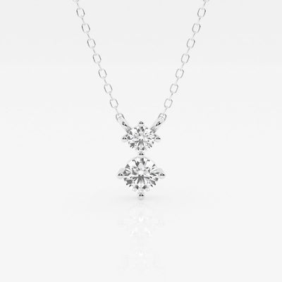 1.0 TCW Round Moissanite Diamond Two Stone Necklace - crownmoissanite