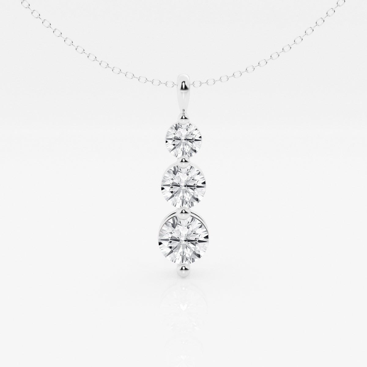1.50 TCW Round Moissanite Diamond Three-Stone Drop Pendant Necklace - crownmoissanite
