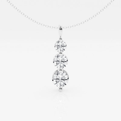 1.50 TCW Round Moissanite Diamond Three-Stone Drop Pendant Necklace - crownmoissanite