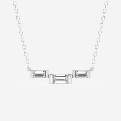 0.25 TCW Baguette Moissanite Diamond Three Stone Necklace - crownmoissanite