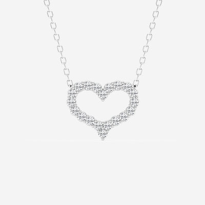 0.24 TCW Round Moissanite Diamond Heart Pendant Necklace - crownmoissanite