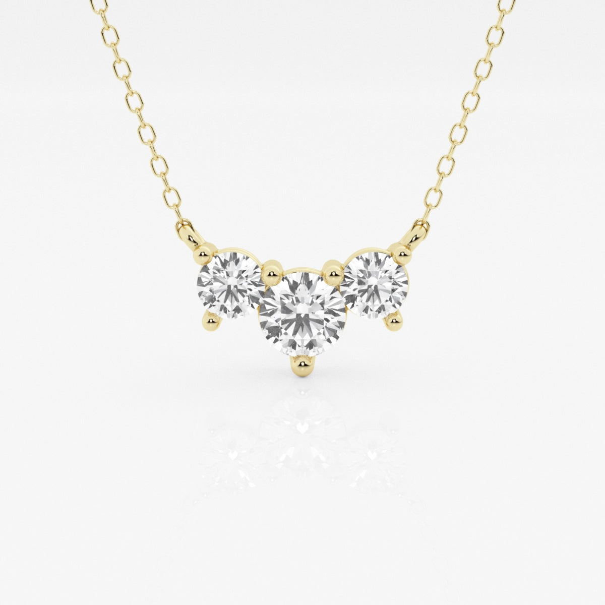 1.0 TCW Round Moissanite Diamond Three Stone Necklace - crownmoissanite