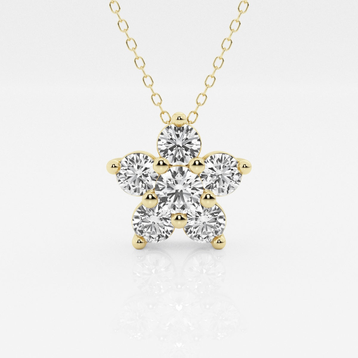 1.50 TCW Round Moissanite Diamond Flower Pendant Necklace - crownmoissanite