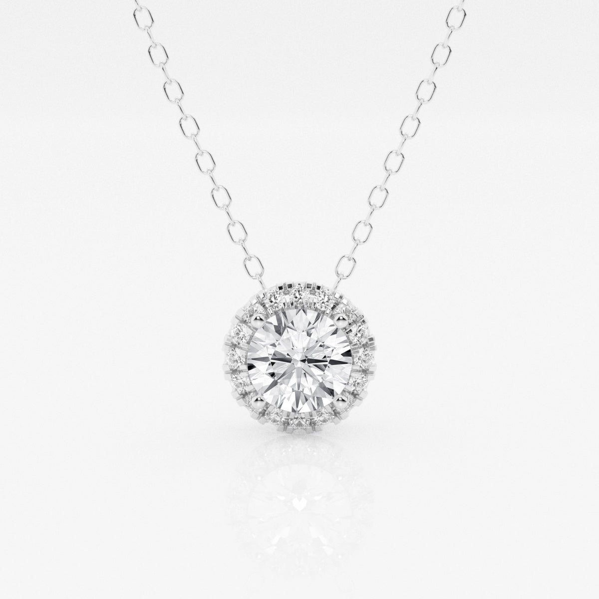 0.50 CT Round Moissanite Diamond Halo Necklace - crownmoissanite