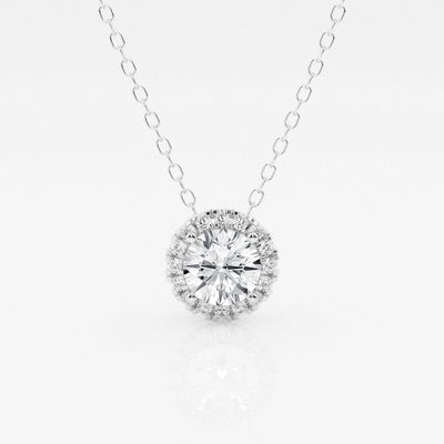 0.50 CT Round Moissanite Diamond Halo Necklace - crownmoissanite