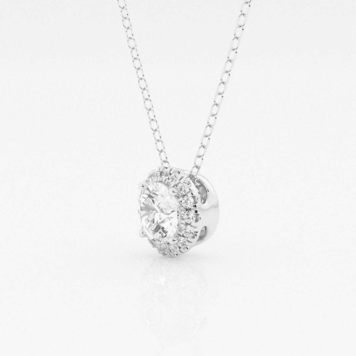 0.50 CT Round Moissanite Diamond Halo Necklace - crownmoissanite