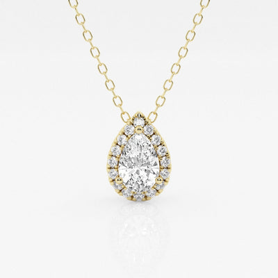 0.50 CT Pear Moissanite Diamond Halo Style Necklace - crownmoissanite