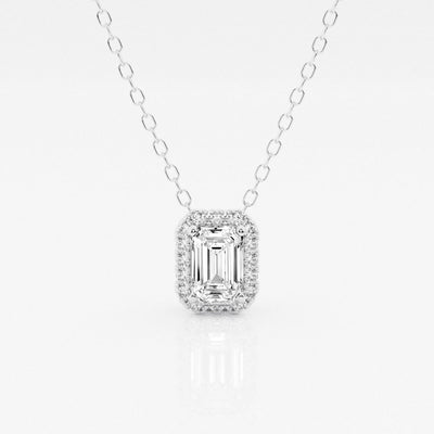 0.50 TC Emerald Moissanite Diamond Halo Style Necklace - crownmoissanite