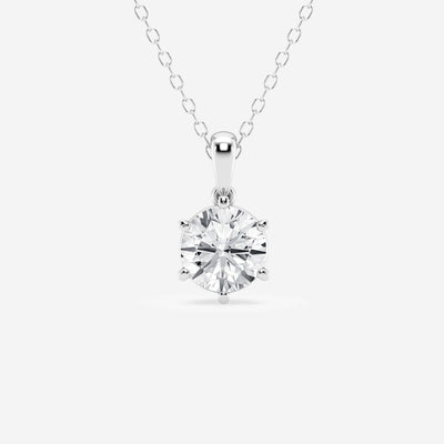 1.0 CT Round Moissanite Diamond Solitaire Necklace - crownmoissanite