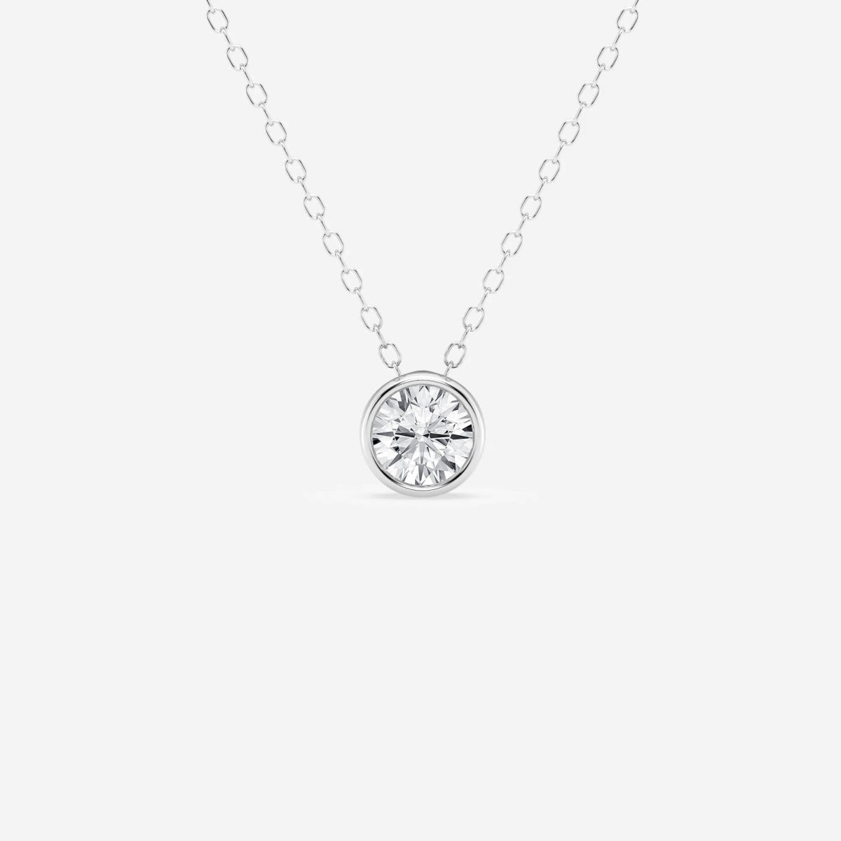 0.50 CT Round Moissanite Diamond Bezel Solitaire Necklace - crownmoissanite