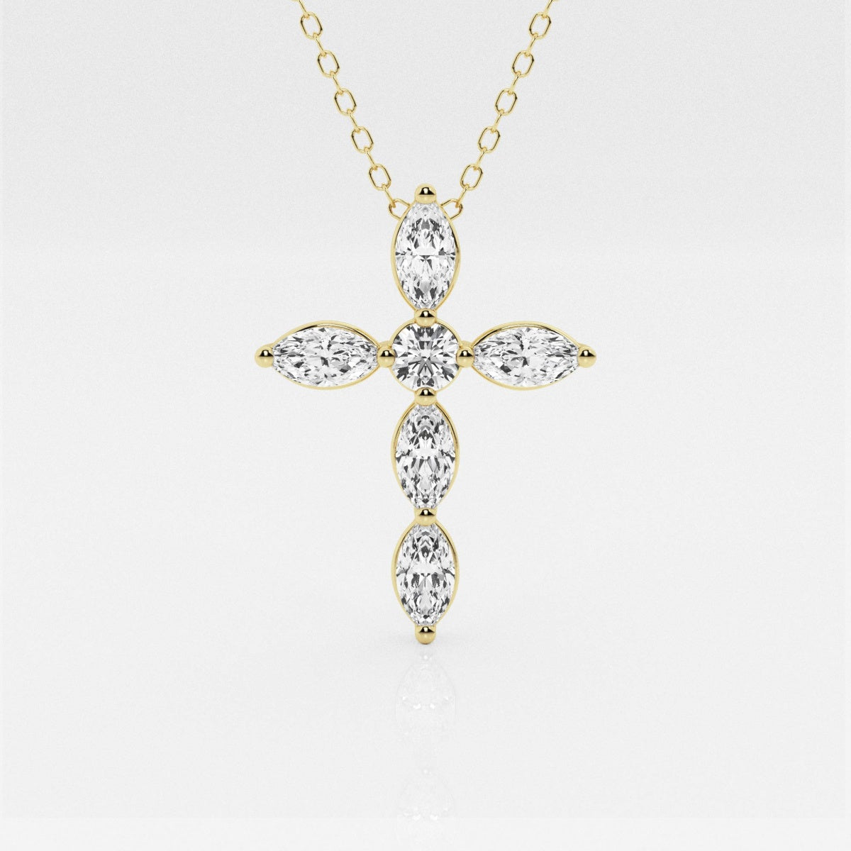 1.0 TCW Round & Marquise Moissanite Diamond Cross Necklace - crownmoissanite