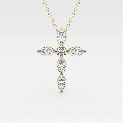 1.0 TCW Round & Marquise Moissanite Diamond Cross Necklace - crownmoissanite